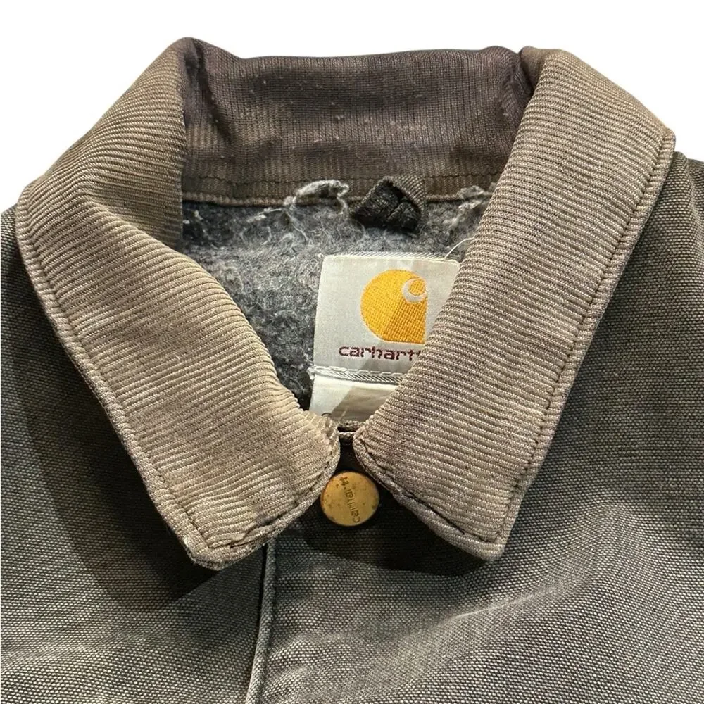 Vintage Carhartt Blanket Lined Chore Coat Heavily Distressed Brass Button XL
